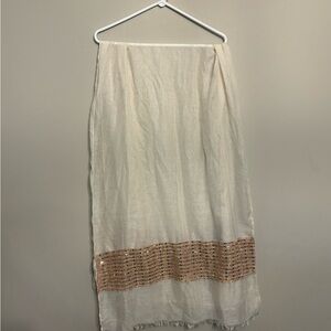 Cream Scarf with Gold Accents